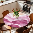 thumbnail image 2 of Pink Ocean Waves Elastic Fitted Round Table Cover Beach Ombre Waterproof Outdoor Tablecloth for Holiday Party, Picnic, Patio & Dining Fits Tables Up to 36"-44", 2 of 8
