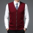 thumbnail image 3 of Nuevo cárdigan de punto con botones para hombre, suéter de lana sin mangas con cuello en V para primavera y otoño, chaleco informal para hombre, cárdigan de punto, 3 of 5