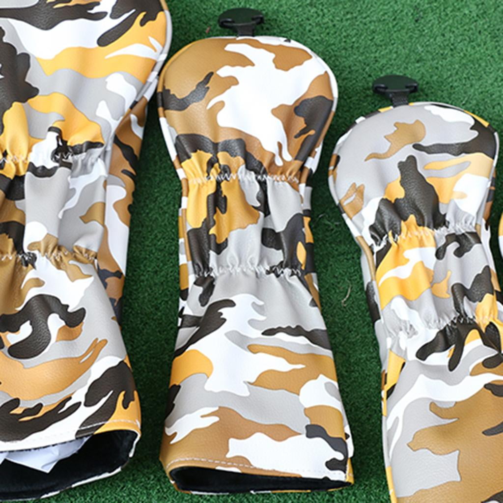 funtasica 4x Golf Wood Woods Driver Headcover Sleeves Guard W/ No.Tag Golfer - Yellow, 37cm