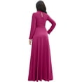 thumbnail image 5 of KOH KOH Long Sleeve Modest Fall Winter Pockets Evening Flowy Empire Waist Full Floor Length Cocktail Semi-Formal Tall Maxi Dress Gown Abaya For Women Fuchsia Magenta Pink XX-Large US 18-20 NT353, 5 of 6