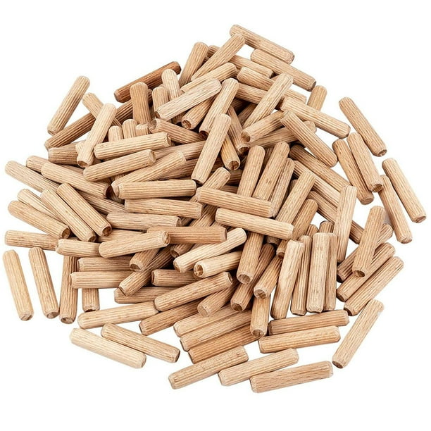ALBO Wooden Dowel Pins 1/4 x 11/4 inch Fluted Wood Dowels Rods 200