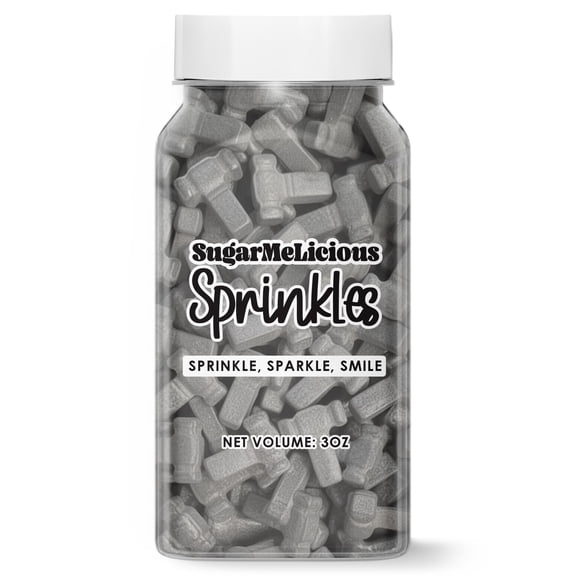 SugarMeLicious Hammer Shaped Sprinkles, Edible Tool Decorations for Cakes Cupcakes Cookies and Desserts, Construction Theme Baking Sprinkles, 3 Ounce Jar