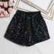thumbnail image 4 of Pantalones cortos de mujer con lentejuelas, cintura alta y pierna ancha - Ropa de fiesta informal y elegante con cintura elástica, tallas S-XL, 4 of 4