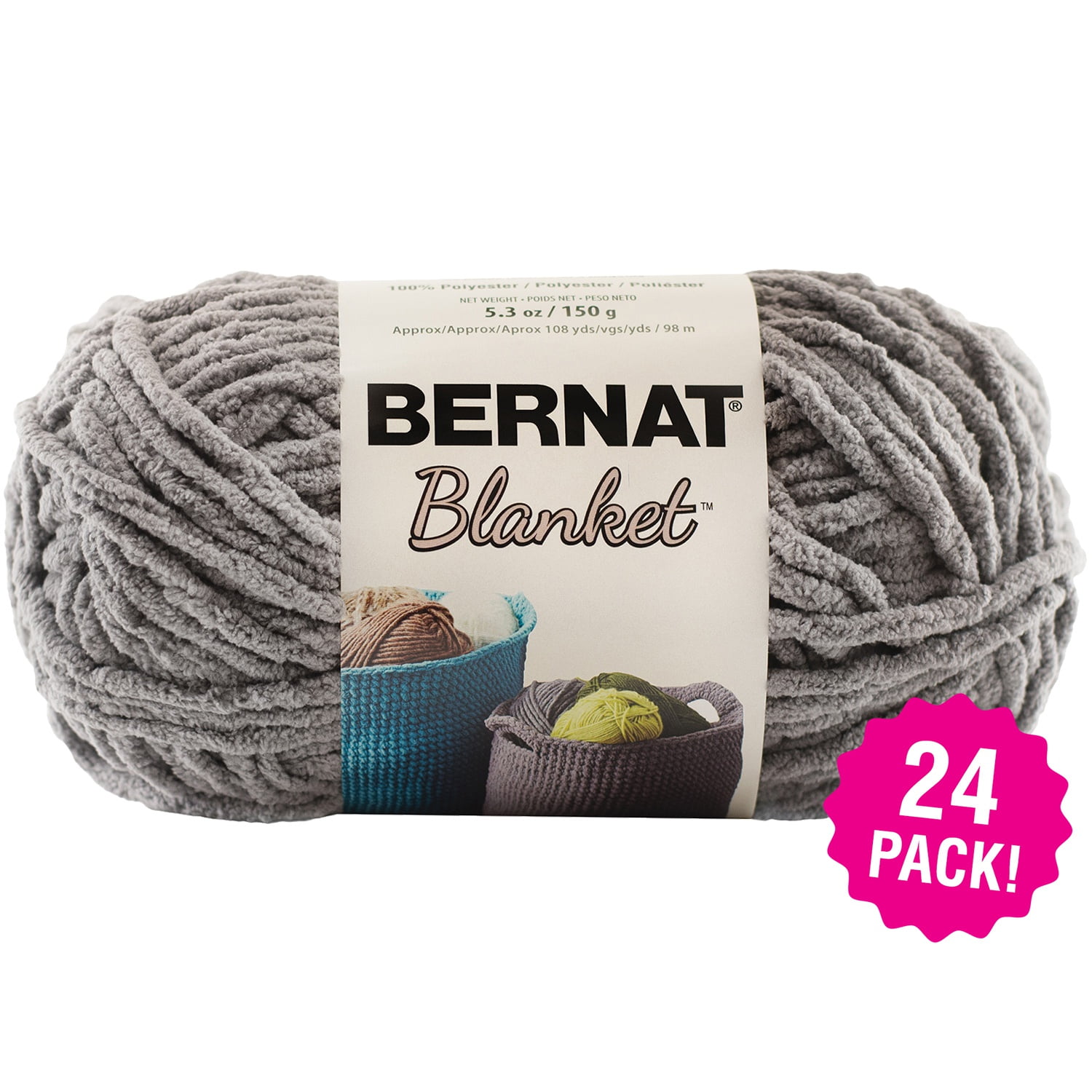 Bernat Blanket Yarn Dark Grey, Multipack of 24