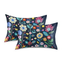 Yayeee Pillowcase Queen Size Set of 2 Satin Wrinkle Resistant Pillow Case, Bloom Flowers