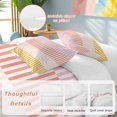 thumbnail image 3 of Colorful Stripe Bedding 3 Piece Duvet Cover Set Full Size, Modern Pink Red Yellow Vertical Striped Soft Microfiber Comforter Cover with Zipper Closure & Pillowcases, FadeResistant Quilt Cover, 3 of 9