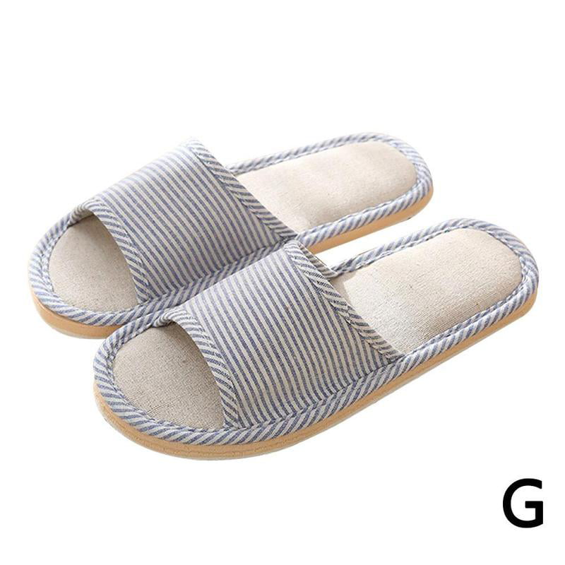 Four Seasons Indoor Slippers Striped Linen Slippers Couples Absorbing ...