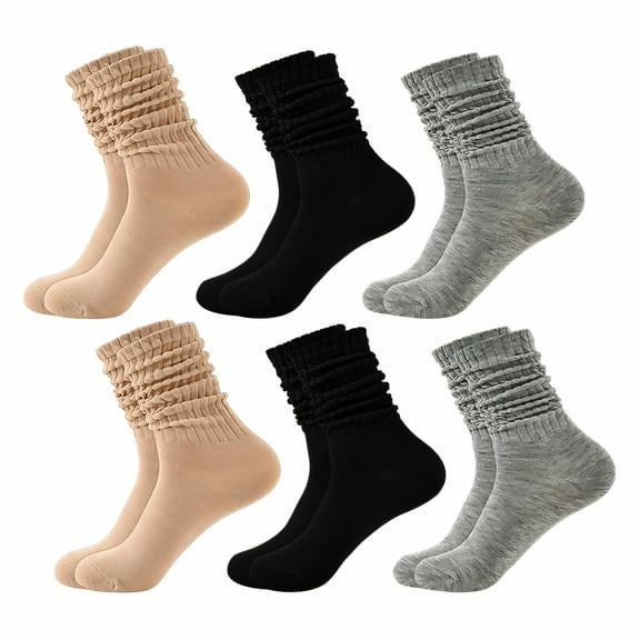 TELOLY 6Pairs Slouchy Socks for Women,Sweat-Absorbing, Anti-Friction Boot Socks for Women,Sports Socks Scrunch Socks Women,Combination1