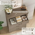 thumbnail image 3 of Farmhouse 5 Drawer Dresser for Bedroom, 47" Tall Chest of Drawers, Wood White Dresser with Deep Drawers, Storage Dressers Organizer for Bedroom, Living Room, Hallway, Light Rustic Oak, 3 of 8