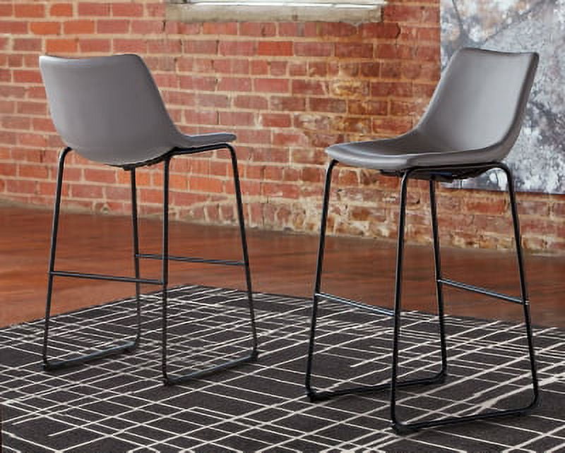 Signature Design by Ashley Centiar Mid Century Pub Height Bar Stool, Set of 2, Gray