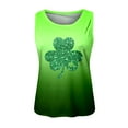 thumbnail image 4 of Débardeurs pour Femmes Tendance Été Coupe Ample Mode Col Rond Sans Manches Imprimé Décontracté Basique Plage Graphique Camisole Chemise Verte L, 4 of 4