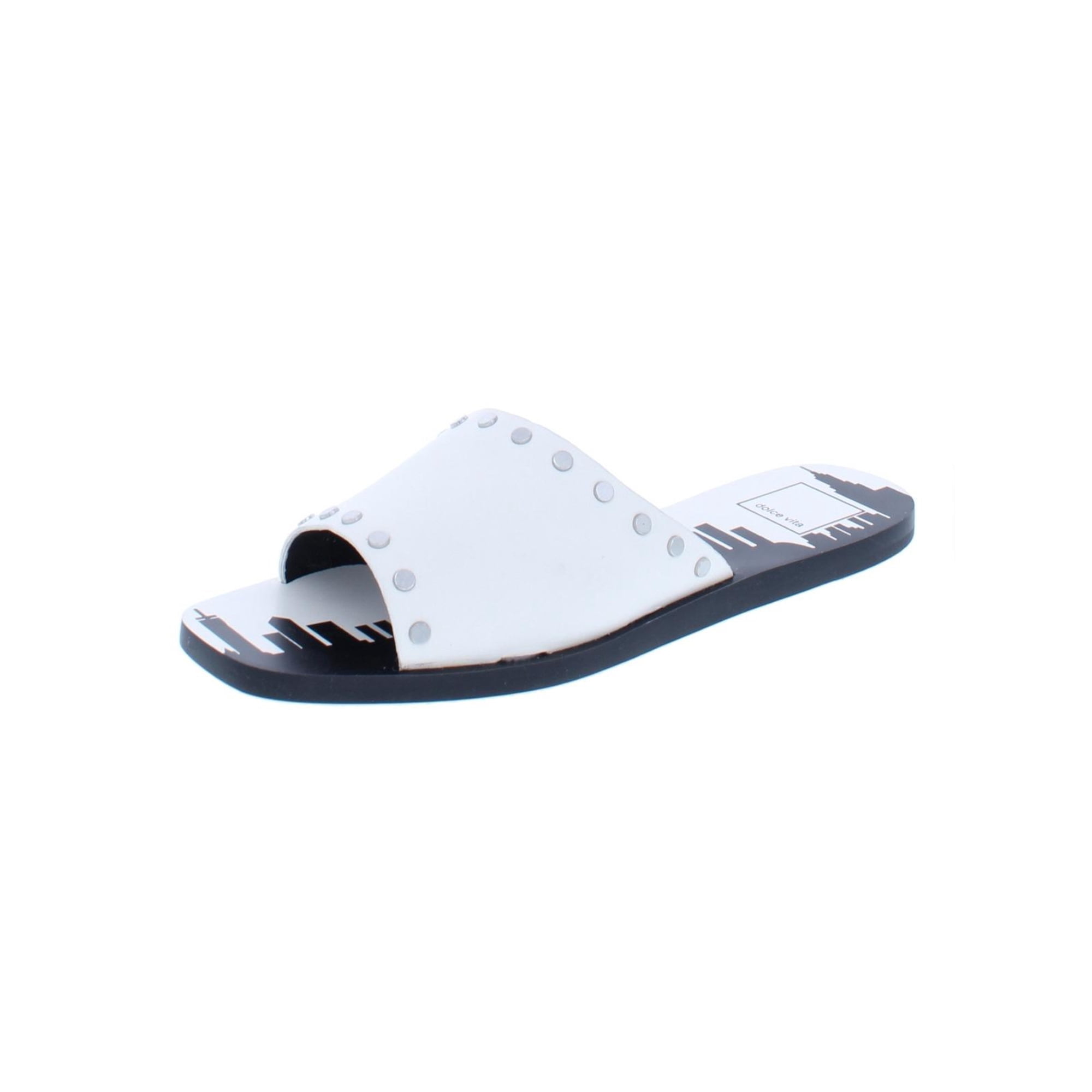 DOLCE VITA Womens White Asymmetrical Studded Empire Square Toe Slip On Slide Sandals Shoes 8.5 M Walmart