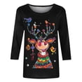 thumbnail image 5 of Jsaierl Christmas Shirts Women Cute Reindeer Graphic Tees Classic Crewneck T-shirt 3/4 Sleeve Tunic Blouse Tops, 5 of 5