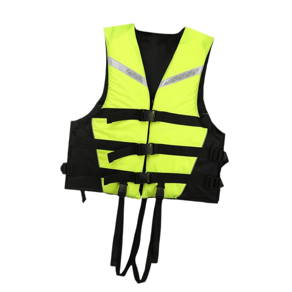 QccHieUs Life Vest with Reflective Strips Adjustable Life Jacket Paddle Vest for Swimming L