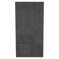 DEPOT E-SHOP Bosko 3 Doors Armoire, Two Drawers, One Door Cabinet, Two Door Cabients, Metal Rod, Smoky Oak/White, For Bedroom