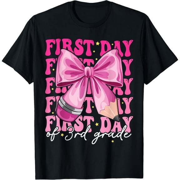 First Day Of 3Rd Grade Girls Coquette Bow Back To School T-Shirt Size S-5XL