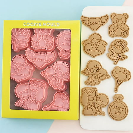 

8Pcs 3D Cartoon Cookie Cutters Valentines Day Biscuit Mold DIY Fondant Decor