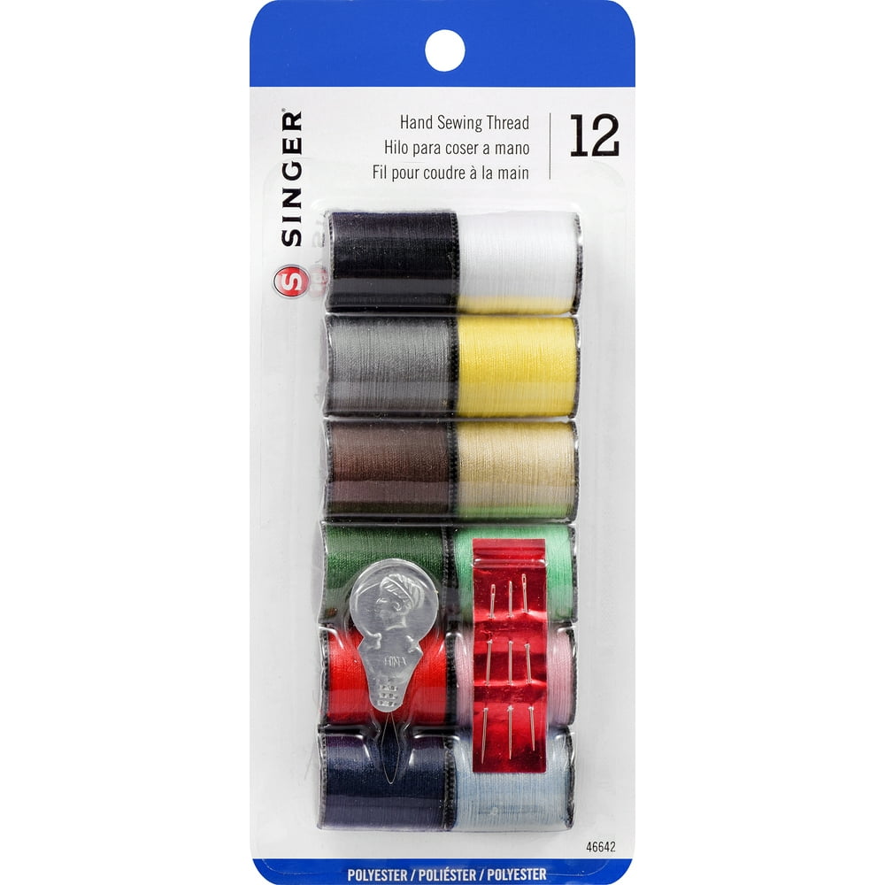 SINGER Hand Sewing Thread with Needle Threader, 12 Count