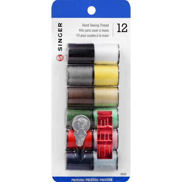 SINGER Hand Sewing Thread with Needle Threader, 12 Count