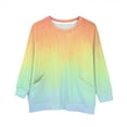 thumbnail image 4 of Ruyang Girls Rainbow Shirts Kids Tie Dye Long Sleeve Basic Layer T-Shirts Winter Crewneck Pullover Sweatshirts Pockets, 4 of 4