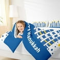 thumbnail image 4 of Feelyou Kids Western Chanukah Full Size Comforter Sets, Festival Menorah Dreidel Bedding Comforter Set, Cartoon Stars Print Reversible Bedding Sets, Super Cozy Room Decor, 3pcs, 4 of 8