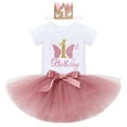 thumbnail image 2 of IBTOM CASTLE Baby Girl 1st Birthday Outfit Sequin Butterfly Romper Tutu Skirt Headband Clothes for Cake Smash Photo Shoot 1 Year Dusty Pink - 1st Birthday, 2 of 8