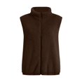 thumbnail image 3 of Gilet Sans Manches à Col Roulé pour Femmes avec Fermeture Éclair Automne Hiver Veste avec Poches Marron Foncé m, 3 of 7