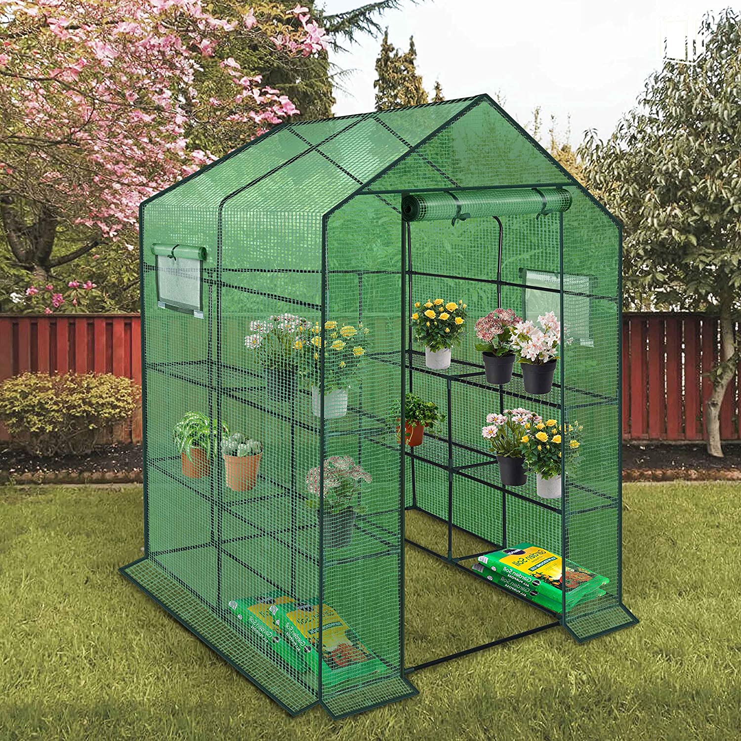 3 Tiers and 8 Shelves Walk-in Green House(L56.5 x W56.5 x H76.5