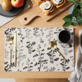 thumbnail image 2 of Black Grey Botanical Placemats Set of 12, Rustic Country Spring Floral Summer Leaf Placemats for Dining Table, Place Mats for Kitchen Tabletop, Waterproof Wipeable Dining Table Mats Set, 2 of 9