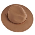 thumbnail image 2 of BadPiggies Vintage Fedora Hat for Men & Women Wide Brim Felt Hats with Belt Buckle (Camel), 2 of 9