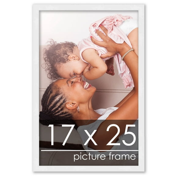 17x25 White Wood Picture Frame - UV Acrylic, Foam Board Backing, Hanging Hardware