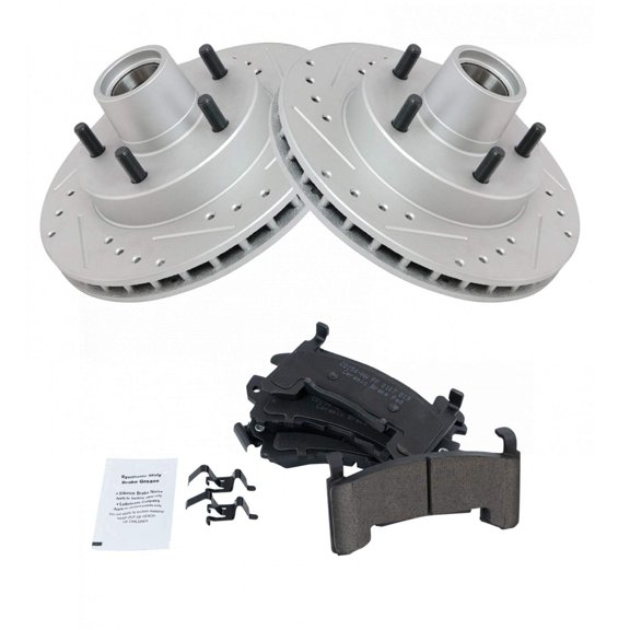 TRQ Performance Brake Rotor Drilled Slotted Coated & Ceramic Pad Front Kit