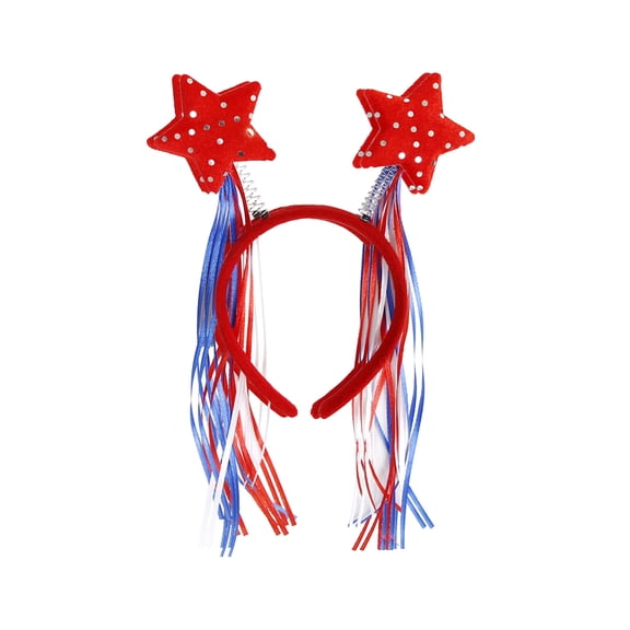 Hvmvliv Independence Day Headband (12.2x7.48in) Headband Independence Day Hair Accessories Patriotic Party Hair Supplies USA Flag Blue Red Ribbon Hair Decoration Cute Hair Hoop Multicolor