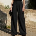 thumbnail image 2 of Women's High Waisted Pleated Wide Leg Cargo Pants Casual Loose Pocketed Work Trousers, 2 of 9