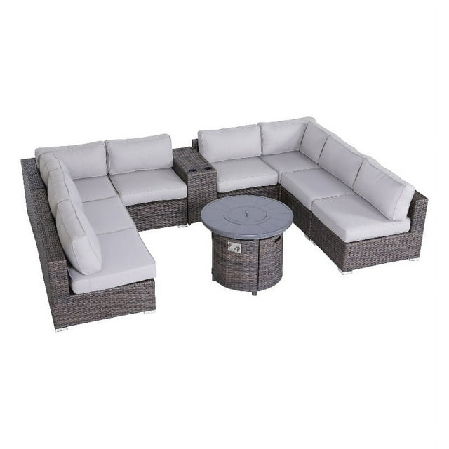 Living Source International Ensemble de Sièges en Osier / Rotin pour 6 Personnes Marron/gris