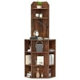 thumbnail image 1 of Costway 6-Tier Corner Shelf 63" Tall Corner Bookshelf with 2 USB Ports & Charging Station Brown, 1 of 9