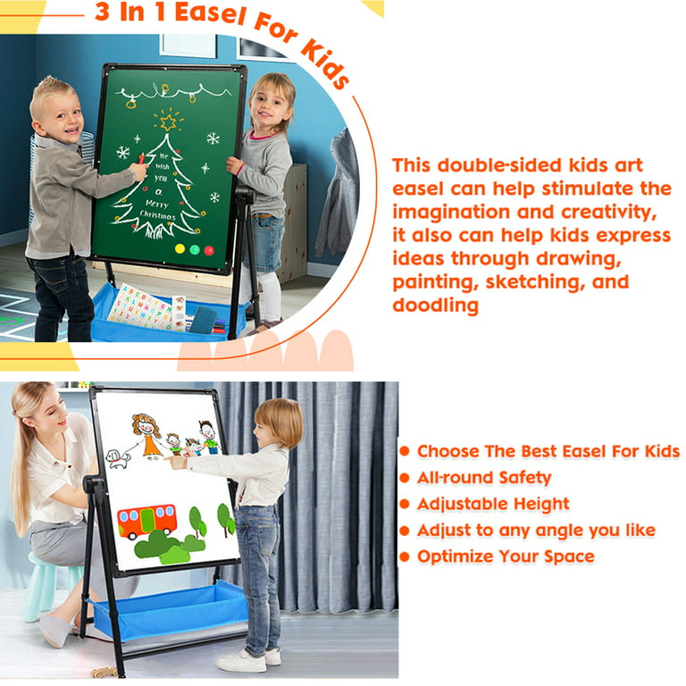 1 pc, Double-Sided Magnetic Drawing Board for Kids - Reversible Whiteboard  & Blackboard with Teaching Supplies and Painting Accessories - Perfect Back