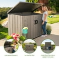 thumbnail image 3 of Lifetime Lockable DIY Polyethylene Horizontal Storage Shed, 75 cubic ft., Light Brown (60341), 3 of 14