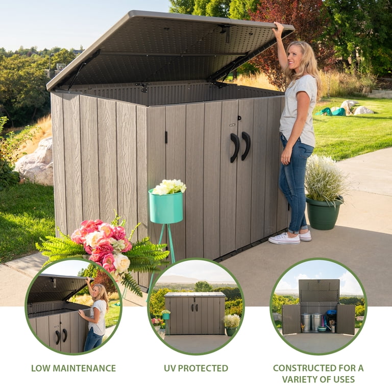 2点セット→スタイルスマート　ライトグレー＆チャコールグレー Lifetime Outdoor Utility Garden Storage Shed, 75 cubic ft., Modern