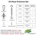 thumbnail image 4 of 24 Pcs High Quality 304 Marine Grade Shade Sail Hardware Kit with Adjustable Turnbuckle for Rectangle and Square Sun Shade Sails Installation, Anti-Rust Stainless Steel Design A, 4 of 5