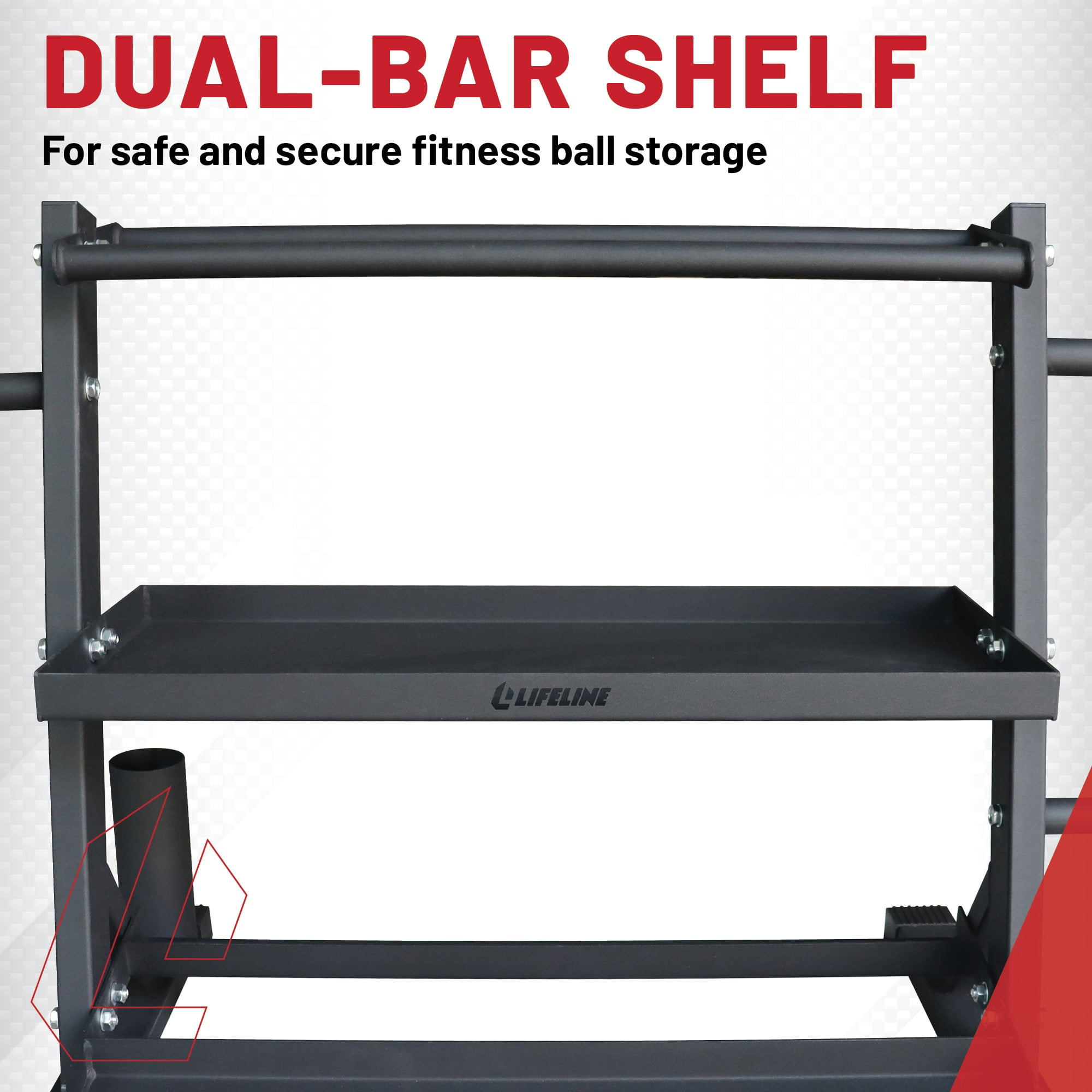 Lifeline Fitness Home Gym 3-Shelf Storage Rack with Rope and Band Hook - Holds up to 440 LBS