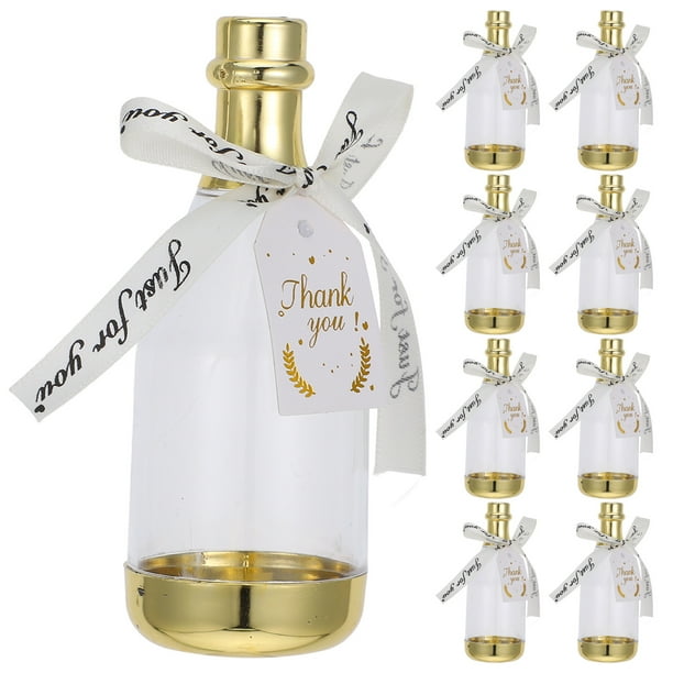 KAKOWELY 12 minibotellas de plástico para caramelos, cajas de plástico con cinta para regalos de boda, despedida de soltera, baby shower, fiesta de cumpleaños.