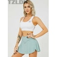 thumbnail image 2 of TZLDN Women's V-Cut Crossover High Waisted Tennis Skirts with Pockets Inner Shorts Crossover Lightweight For Athletic Workout Mini Skirts Turquoise,XS, 2 of 7
