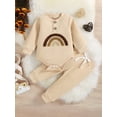 thumbnail image 2 of Sedceaty Baby Boys Autumn 2Pcs Outfit Sets Long Sleeve Rainbow Print Romper + Solid Color Drawstring Pants, 2 of 8