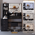 thumbnail image 4 of 41" Large Size Left Bedside Cabinet Vanity Table+Cushioned Stool, Extra Large Touch Control LED Mirror, 3-color Switch, Multi Layer High Capacity Storage Fashionable Dresser W3258P296780, 4 of 9