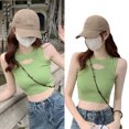 thumbnail image 2 of Slim Fitted Tank Top,Women Hollow Out Short Short Tank Top Pure Color Tank Top Power Packed Performance, 2 of 5