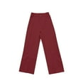 thumbnail image 4 of Women's High Waisted Pleated Dress Pants, Straight Leg Wide Leg Work Trousers, Casual Business Pants for Office, Daily Wear and Versatile Outfits Wine XL, 4 of 5