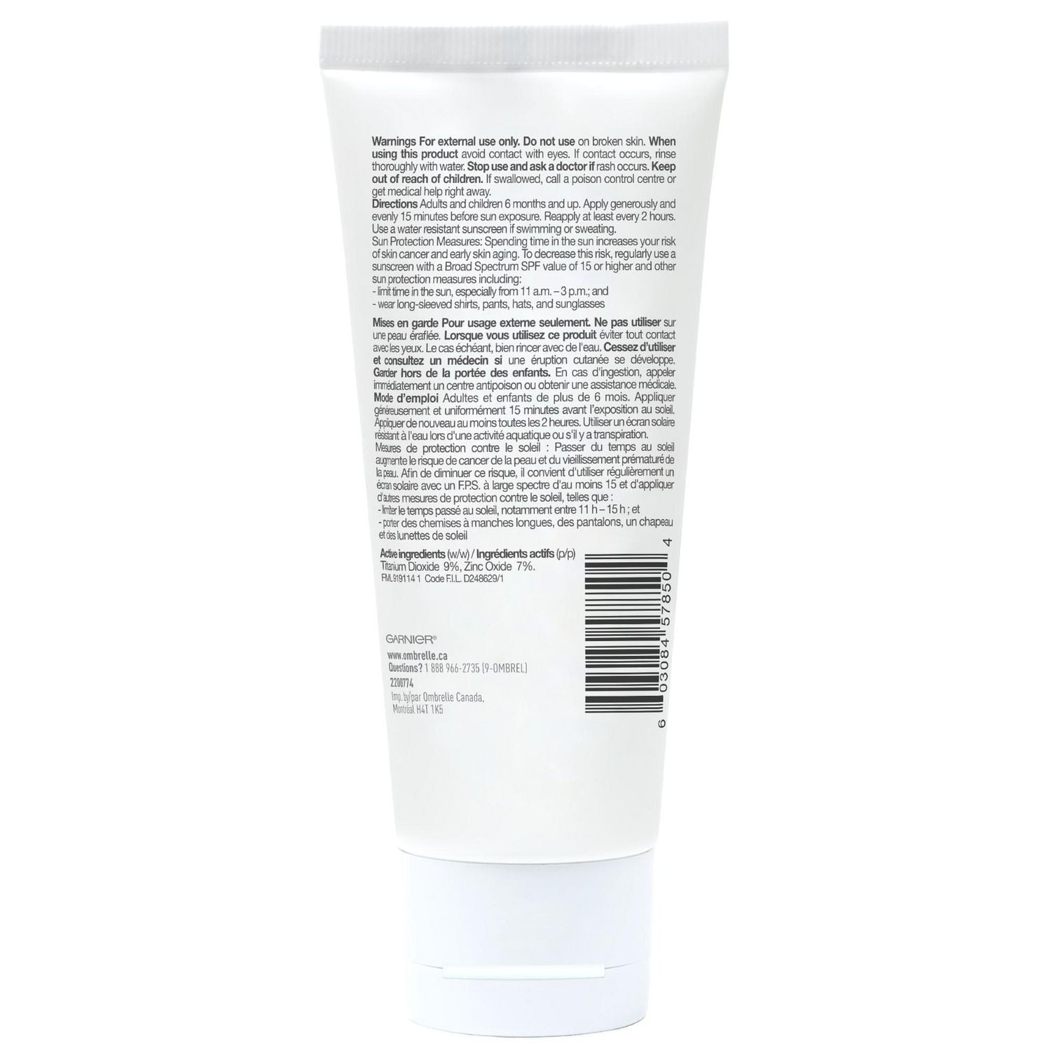 Garnier Ombrelle Face Mineral Hydrating Sunscreen Lotion SPF 50, 75ml