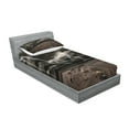thumbnail image 2 of Ambesonne Nature Fitted Sheet & Pillow Sham Set, Bolts Across the Sandy Beach, Twinxl, Brown and Grey, 2 of 2