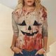 thumbnail image 3 of Camiseta de Halloween de terror para mujer con estampado espeluznante de 'Ayuda', camiseta informal de manga corta para fiesta de Halloween, 3 of 5
